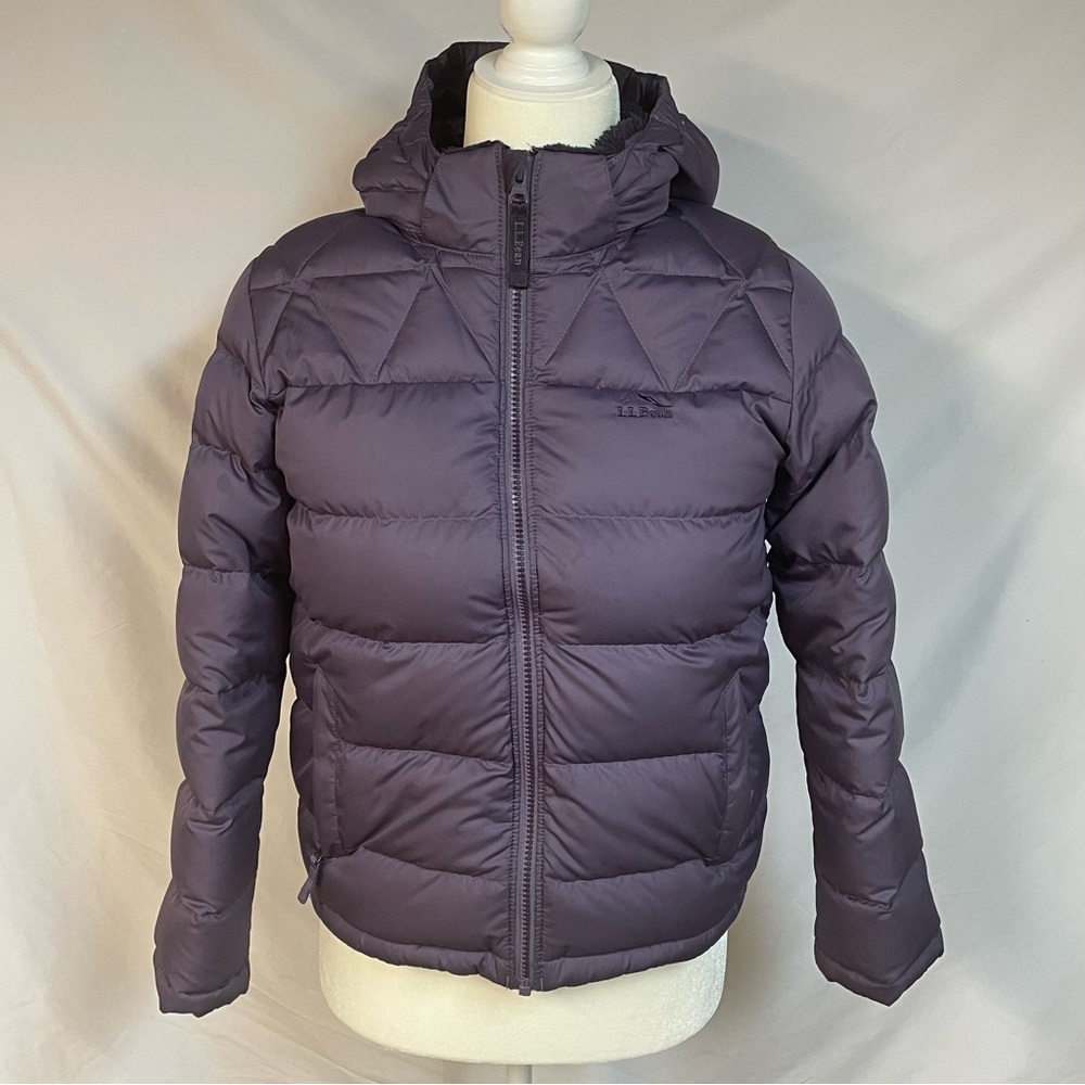 L.L. Bean Girls Plum Puffer Jacket Size Medium 10-12 Water Repellent Down - Picture 2 of 9